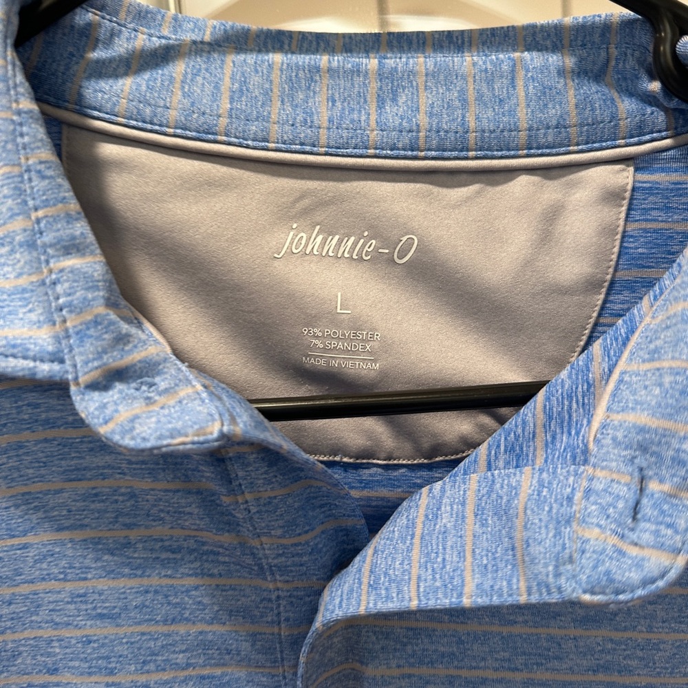 johnnie-O Light Blue and Gray Polo